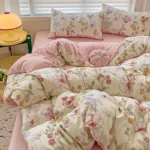 Washed Cotton Bedding Comforter Set case bed sheet Single Full Size Bed Linen Duvet Cover Set Queen/King Double Size - Image 2