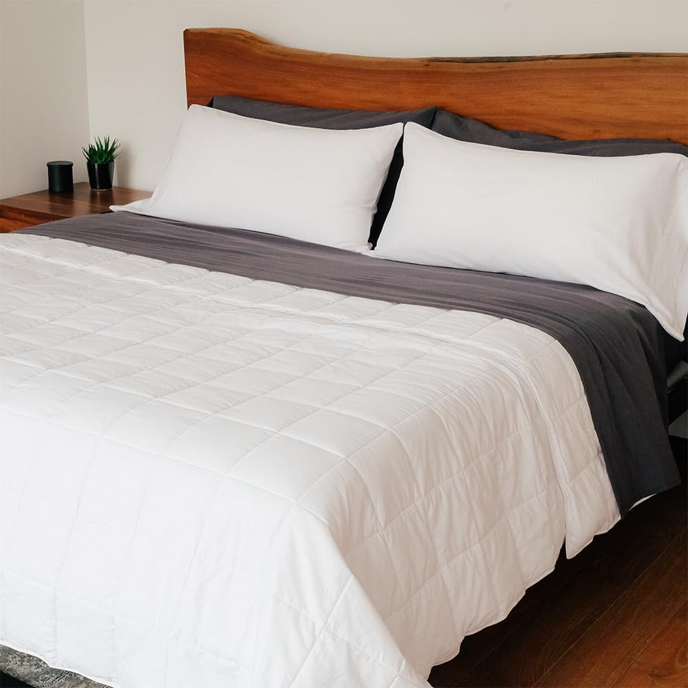 612rt1tb2WL._AC_SL1000_.jpg Lightweight Comforter - Temperature Regulation Technology - Down Alternative Cooling Comforter - Hypoallergenic White King - Image 1