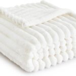 White Throw Blanket for Couch -  Cozy Soft Blankets for Women, Cute Small Fleece Throws for Girls, Off White, 50x60 Inches