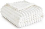 White Throw Blanket for Couch -  Cozy Soft Blankets for Women, Cute Small Fleece Throws for Girls, Off White, 50x60 Inches
