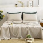 100%  Linen Sheets Queen Size, 4-Piece Linen Bed Sheet Set Queen, Breathable & Cooling, Soft & Durable, 16" Deep Pocket, 1 Flat Sheet, 1 Fitted Sheet, 2 Pillowcases (Queen, Natural Linen)