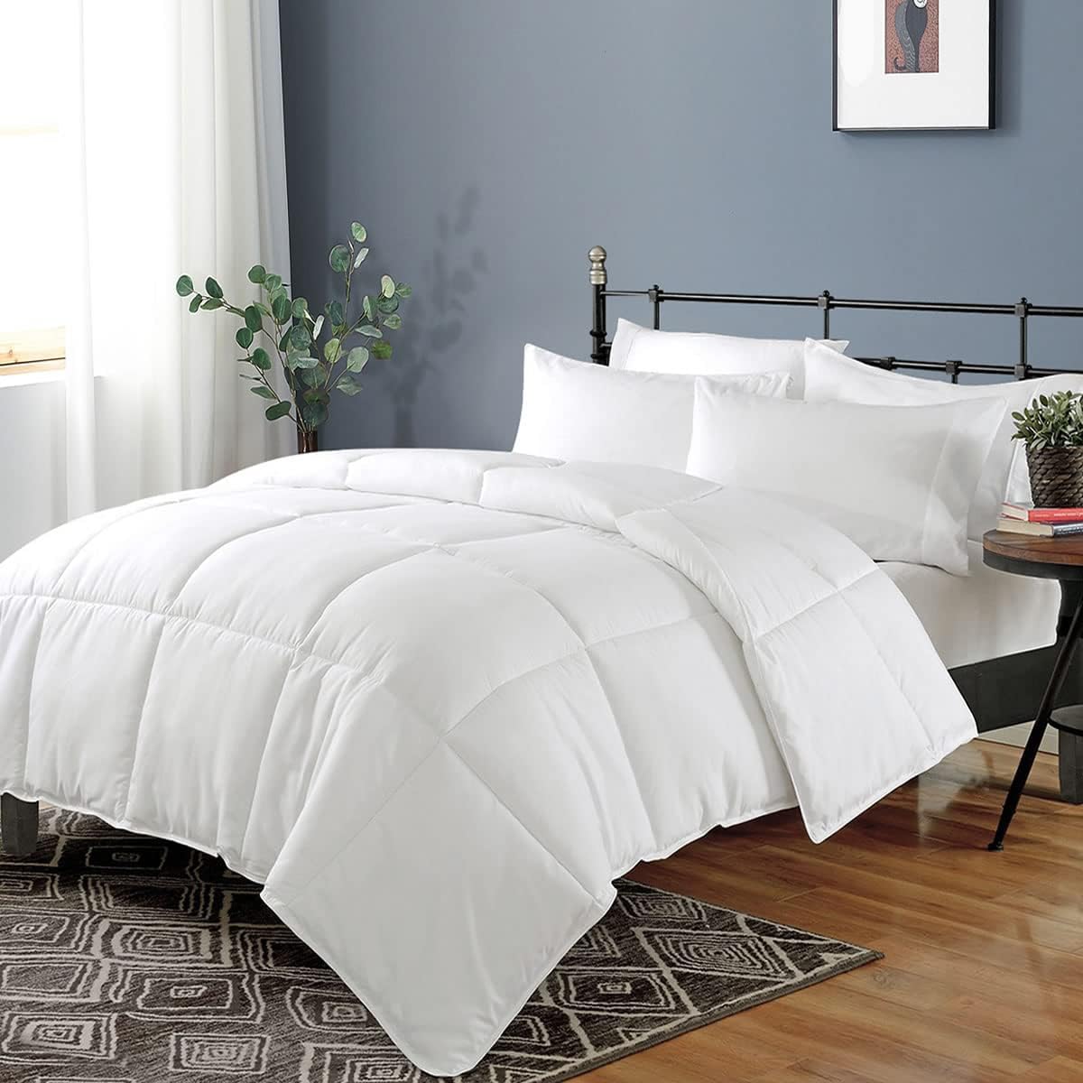 61mprLPAsZL._AC_SL1200_.jpg 100% Cotton Cover Down Alternative Comforter Size, Ultra-Soft Duvet Insert for All Seasons, Breathable GRS Microfiber Quilted Medium Warm Bed Comforter (88x88”, White) - Image 1