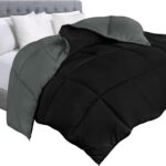 Comforter Duvet Insert, Quilted Comforter with Corner Tabs, Box Stihed Down Alternative Comforters King Size (Black/Grey)