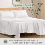 Luxury Sheet Set - 100% Viscose from Bamboo, 4-Piece Bedding Set (King Size) - 18” Extra Deep Pockets,  Certified, Silky Soft, Cooling and Breathable Classic White - Image 2