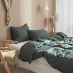 Green Linen Duvet Cover Set 100% Washed French Flax Pure Linen Duvet Covers California King Soft Natural Breathable Durable Cooling Duvet Cover California King 3 Pcs Linen Bedding Set - Image 2