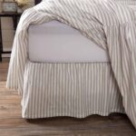 Timeless Ticking Ruffled King Bed Skirt, 16" Drop, Soft White and Gray Ticking Stripes, Vintage Farmhouse Style Dust Ruffle …