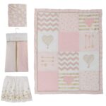 Pink/Gold Girl Heart 4 Piece Crib Bedding Set - Image 2