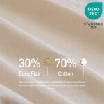 Linen Sheet Set Solid Color - 6 Pieces (1 Flat Sheet & 1 Fitted Sheet & 4 Pillowcases) 16" Deep Pocket Natural Flax Cotton Blended Soft Bedding - Linen, Queen Size - Image 2