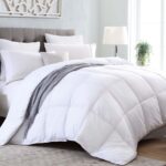 Comforter Duvet Insert - All Season Quilted Ultra Soft Breathable Down Alternative, Box Stih White Comforter with Corner Tabs, 90x90