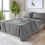 100% Egyptian Cotton Sheets - 1200 Thread Count, Luxury & Cooling Hotel Cotton Bed Sheets Set 4 Piece, Sateen Weave for Soft Feel, Fits Upto 16" Mattress (Grey, King) - Image 2