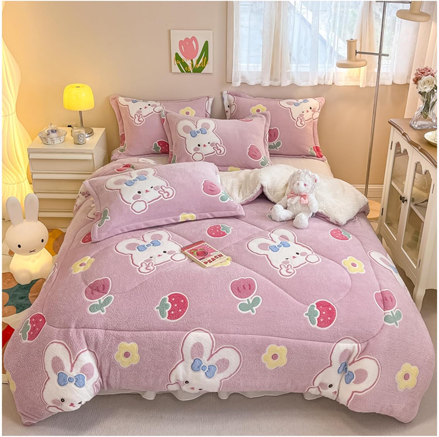 71isuan6CSL._AC_SL1500_.jpg Double-Sided Velvet Winter Quilt, Super Warm Lamb Winter Blanket, Twin Size Down Duvet, Luxury Flannel Thick Comforter Core, Thickened Warm Down Duvet,150x200cm(3.0kg) - Image 1