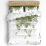 Abstract Sage Green Floral Comforter Cover Queen, 4 Piece Bedding Set with Zipper Closure All Season Duvet Cover for Child Girls Boys, Breathable, Soft Minimalism Art Watercolor Printed
