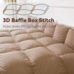 Premium Down Comforter King Size, Luxurious All Season Duvet Insert with Cotton Blended Fabric, 44oz Fill Weight 3D Baffle Box Design Hotel Bedding Comforter (Khaki,106"x90") - Image 2