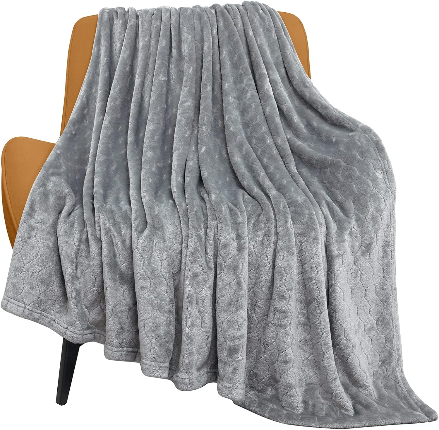 81Fg4RG6XbL._AC_SL1500_.jpg Fleece Blanket Super Soft Cozy Throw Blanket 50" x 60", Lightweight Fuzzy Comfy Textured Flannel Blanket Warm Plush Throw Blankets for Couch, Sofa, Bed, Light Grey - Image 1