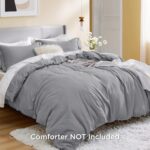 Duvet Cover Queen Size - Soft Double Brushed Bedding Set for Kids & Adults, Zipper Closure, 3 Pieces, Includes 1 Duvet Cover (90"x90") & 2 Pillow Shams, NO Comforter, Grey - Image 2