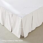 Linen Pleated Bed Skirt, 14" Tailored Draped Natural Linen-Cotton Blend Basic Dust Border Soft Comfort Farmhouse Bedding (14" , White) - Image 2