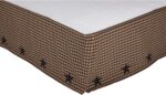 Check Star Cotton Primitive Split Corners Appliqued King Bed Skirt, Raven Black