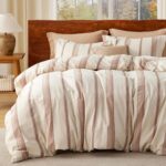 Cotton Duvet Cover King Size - Waffle  Neppy Textured Duvet Cover Set, Soft and Breathable Striped Bedding Set for All Seasons (Pink, King, 104"x90")