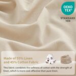 Linen Cotton Sheet Set 4-Piece (1 Flat Sheet, 1 Fitted Sheet & 2 Pillowcases) - Soft, Breathable & Cozy Farmhouse Bedding for Hot Sleepers, Natural Flax Blend - King Size, Linen - Image 2