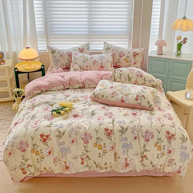 f5baaf96-1fa2-4aca-8f83-902dd686abf4.webp Washed Cotton Bedding Comforter Set case bed sheet Single Full Size Bed Linen Duvet Cover Set Queen/King Double Size - Image 1